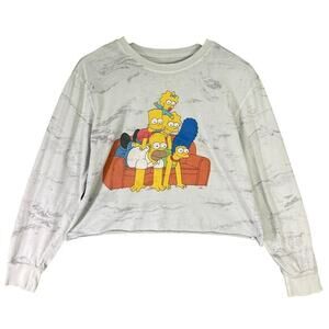The Simpsons Women's M/L‎ Long Sleeve Cropped Top Multicolor Casual